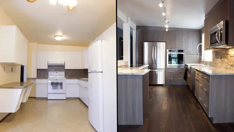 Revamp Your Dubai Pad: Insider Tips on Home Renovation Services for 2026 1 Before and after modern kitchen renovation in Dubai villa